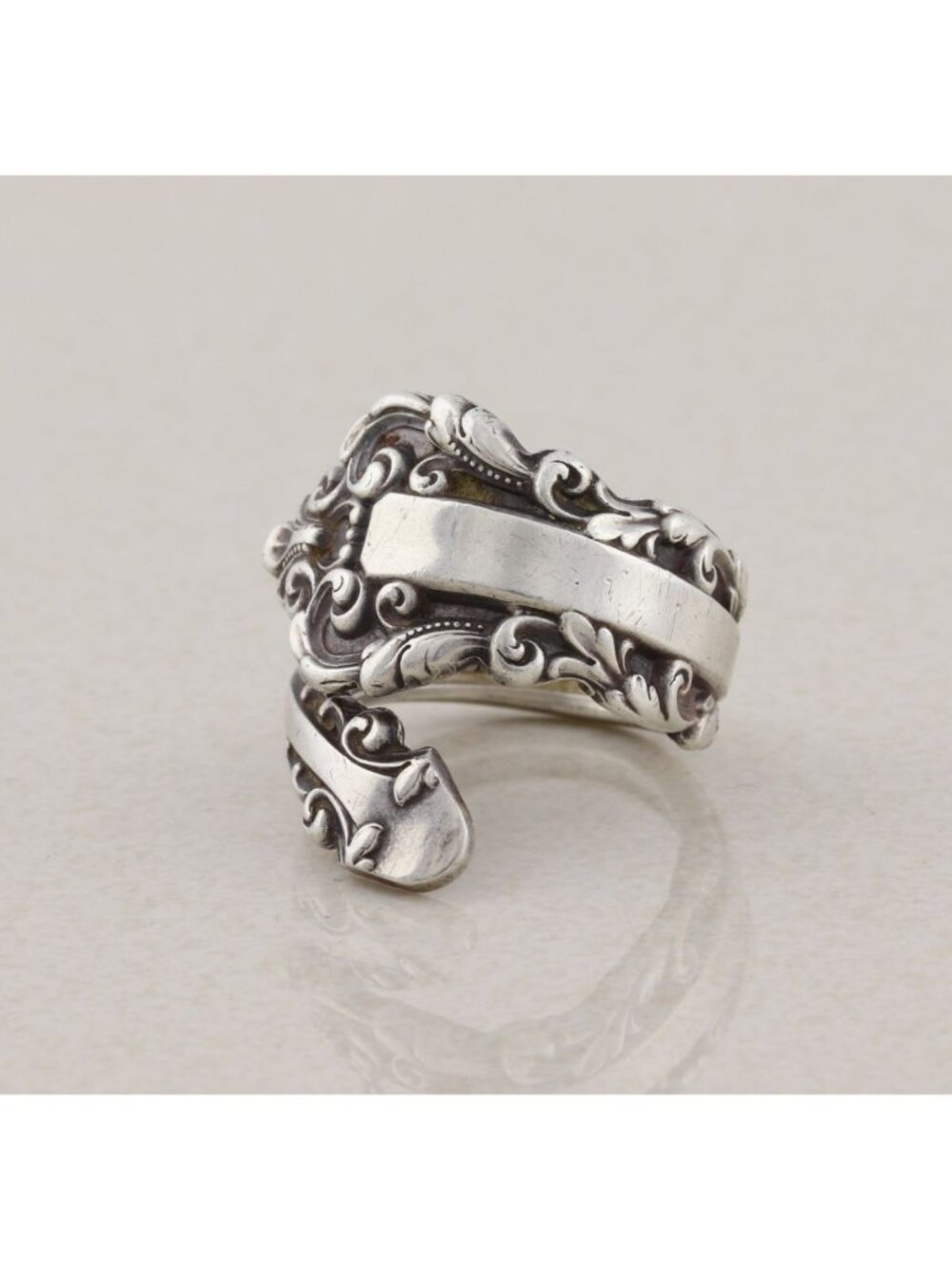 Sterling Silver Gorham Sterling Spoon Ring Bypass Ring Size 7 Adjustable - Picture 7 of 8